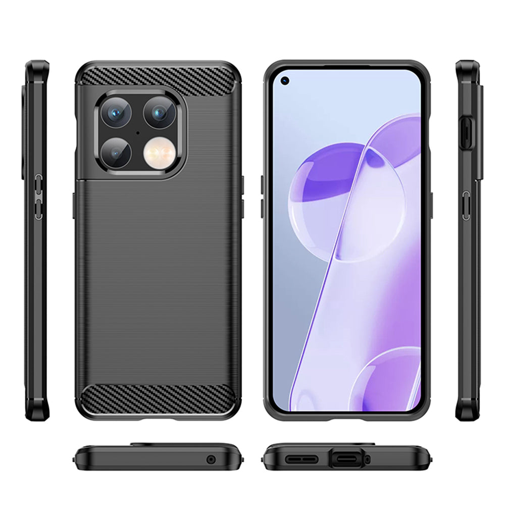Custodia per OnePlus 10 Pro, Techsuit, Carbonio, Nera