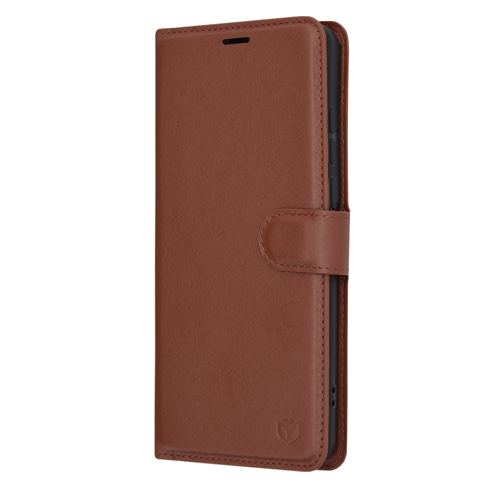 Custodia per OnePlus 12, Techsuit, Leather Folio, Marrone