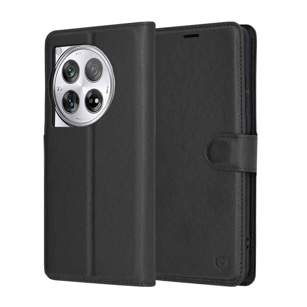 Custodia per OnePlus 12, Techsuit, Leather Folio, Nera