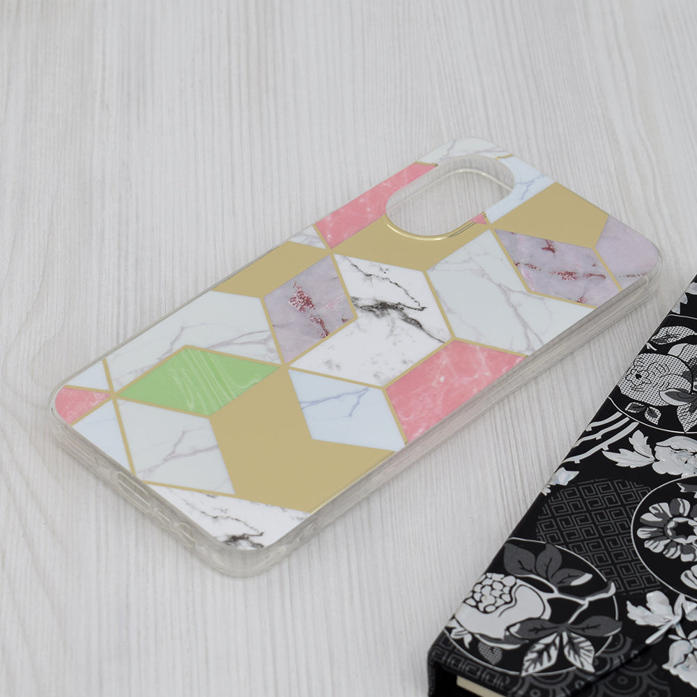 Custodia per Oppo A17, Techsuit, Marble, Viola