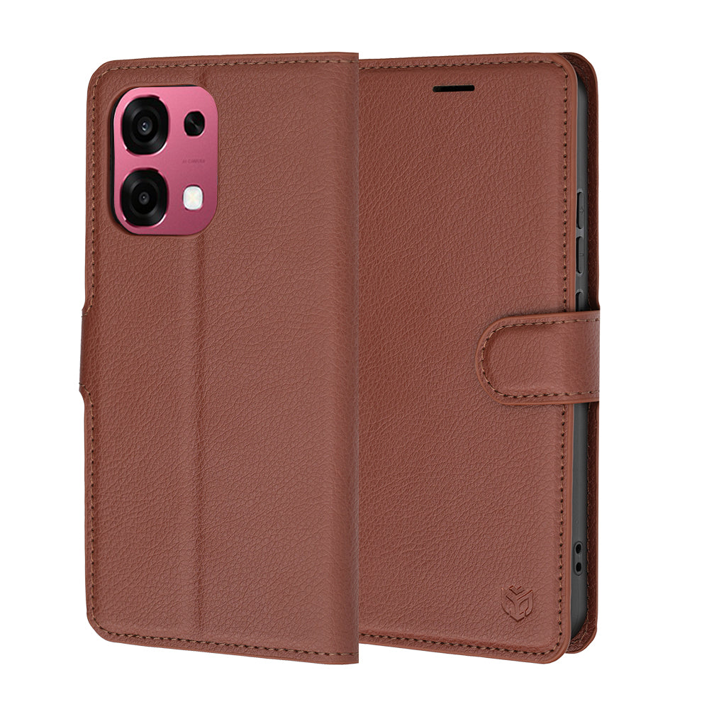 Custodia per Oppo A6 Pro 5G / A6 Pro 4G, Techsuit, Leather Folio, Marrone