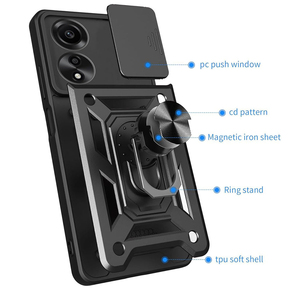 Custodia per Oppo A60, Techsuit, CamShield, Nera