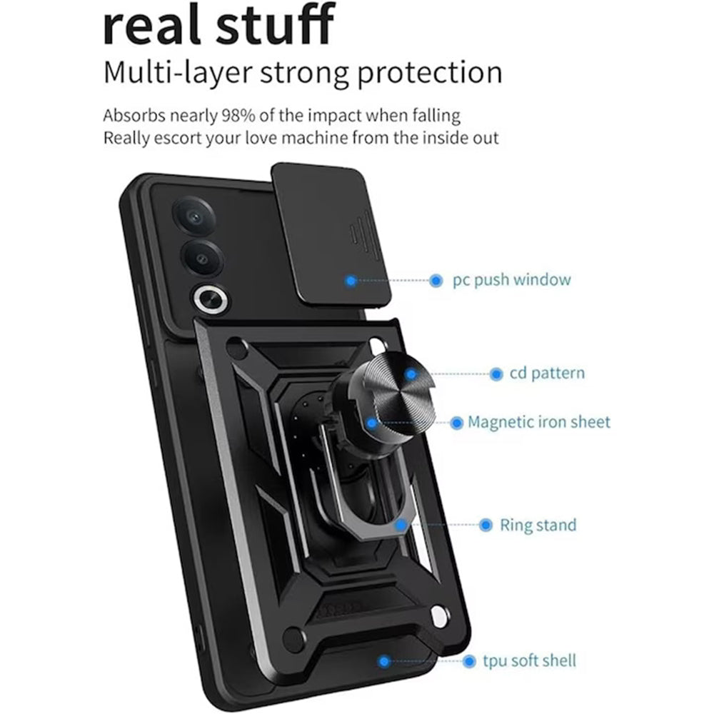 Custodia per Oppo A80, Techsuit, CamShield, Nera