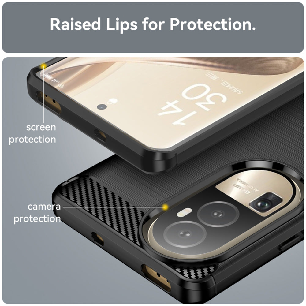 Custodia per Oppo Reno10 / Reno10 Pro, Techsuit, Carbonio, Nera