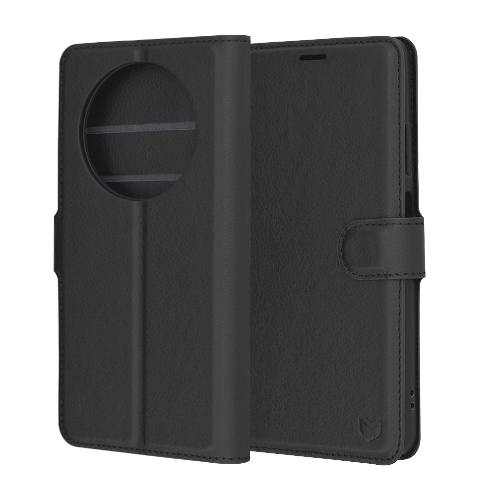 Custodia per Oppo Reno12 FS 5G / Reno12 FS 4G / Reno12 F 4G / Reno12 F, Techsuit, Leather Folio, Nera