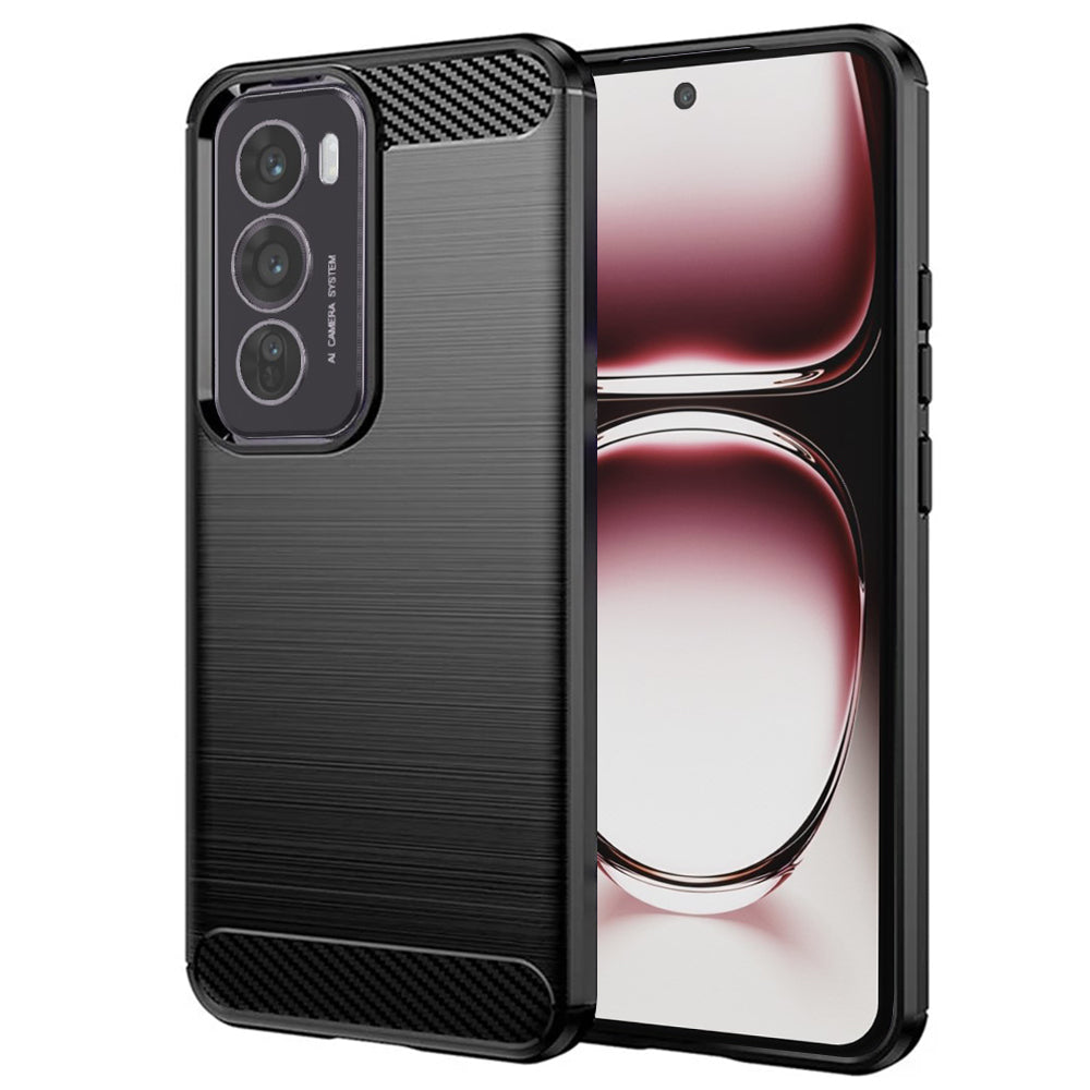 Custodia per Oppo Reno12 Pro, Techsuit, Carbonio, Nera
