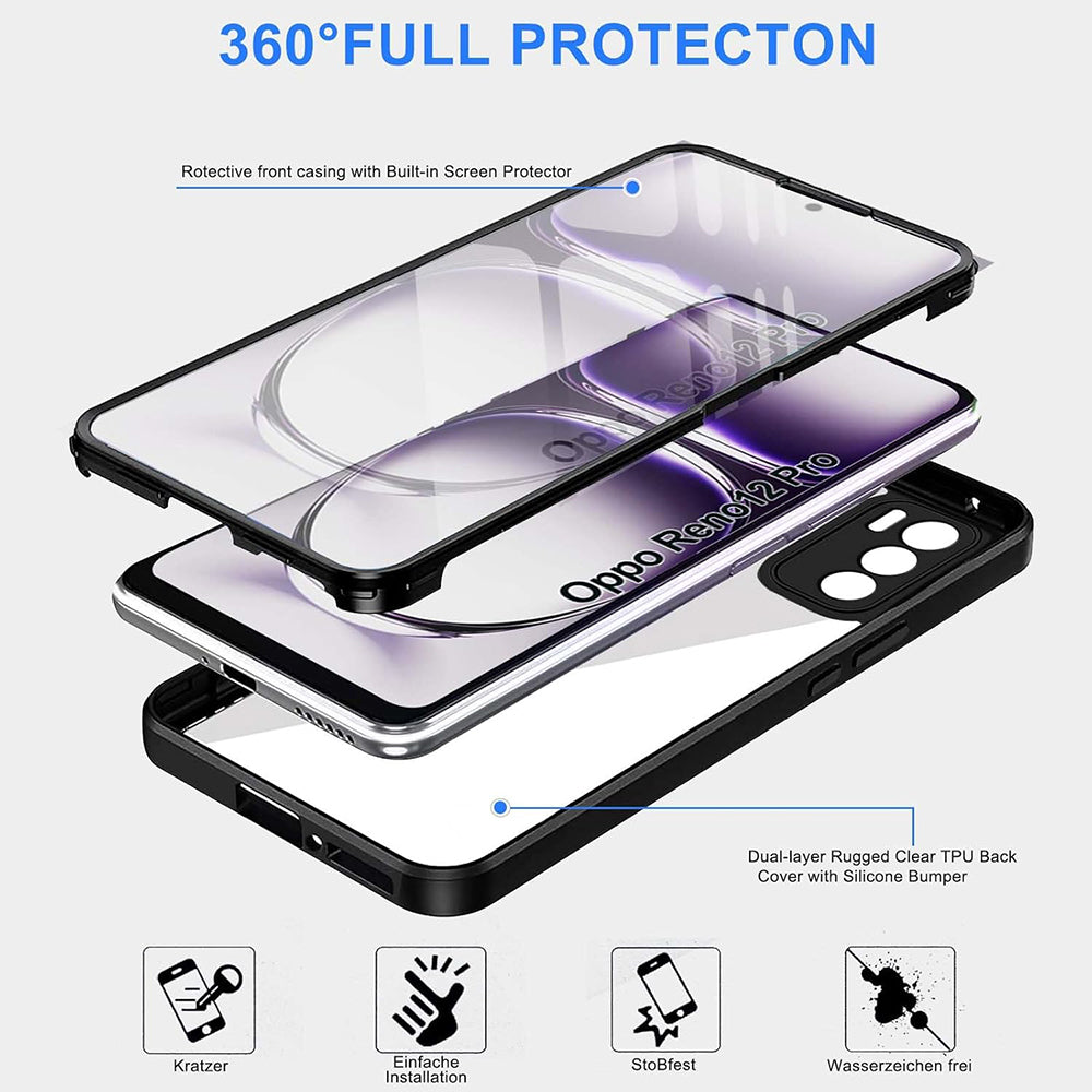 Custodia per Oppo Reno12 Pro, Techsuit, ColorVerse 360, Nera