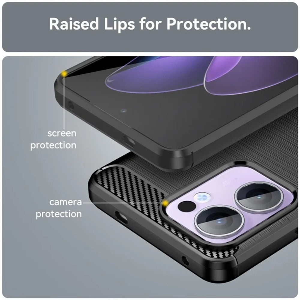 Custodia per Oppo Reno13 Pro, Techsuit, Carbonio, Nera
