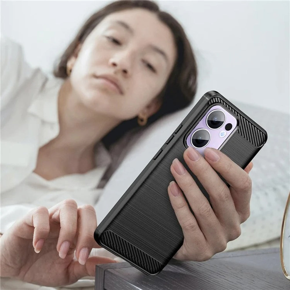 Custodia per Oppo Reno13, Techsuit, Carbonio, Nera