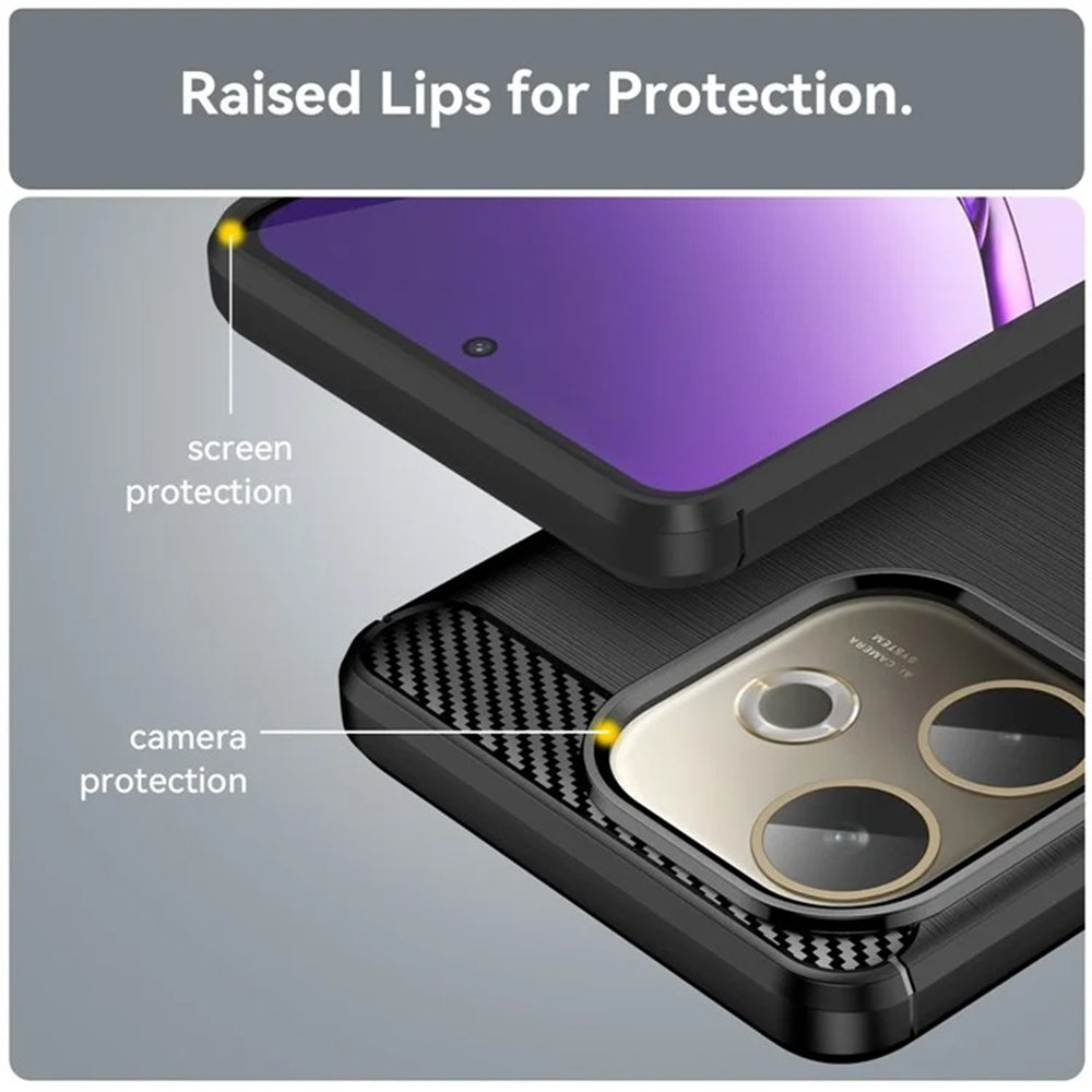 Custodia per Oppo Reno14, Techsuit, Carbonio, Nera
