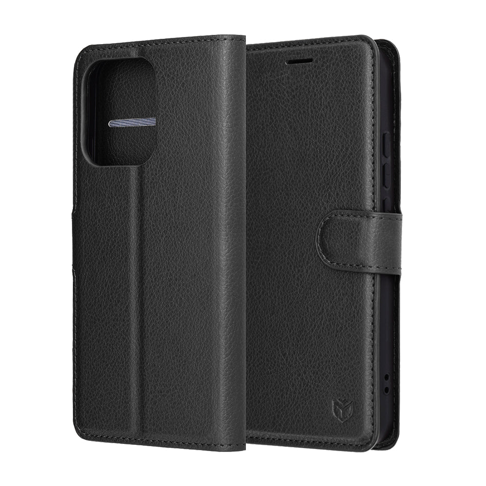 Custodia per Oppo Reno14, Techsuit, Leather Folio, Nera