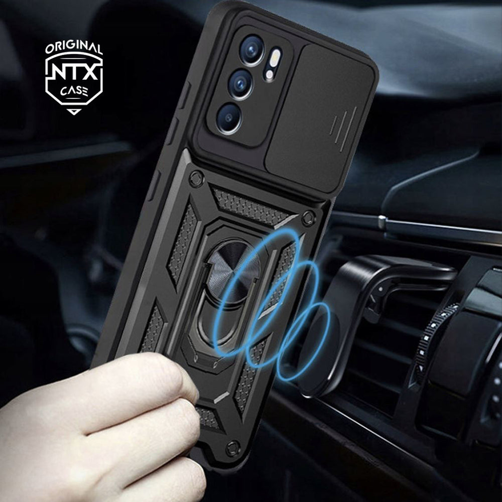 Custodia per Oppo Reno6 5G, Techsuit, CamShield, Nera