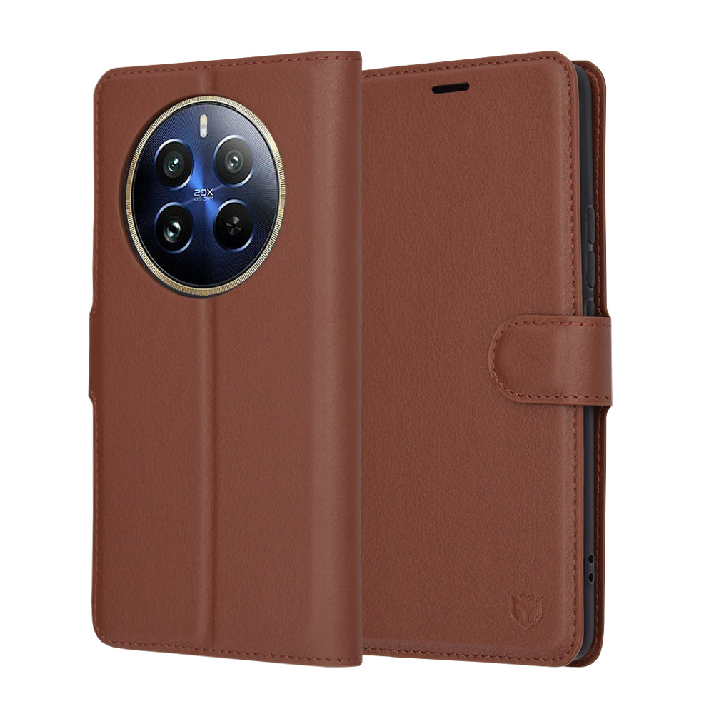 Custodia per Realme 12 Pro / 12 Pro+, Techsuit, Leather Folio, Marrone