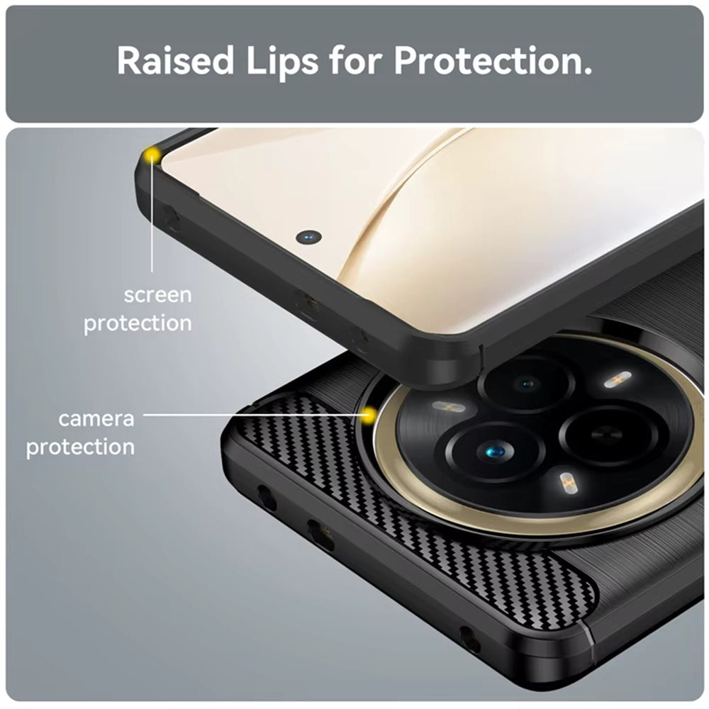 Custodia per Realme 14 Pro, Techsuit, Carbonio, Nera