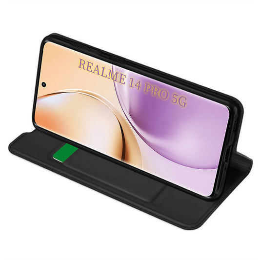 Custodia per Realme 14 Pro, Techsuit, Magskin Book, Nera