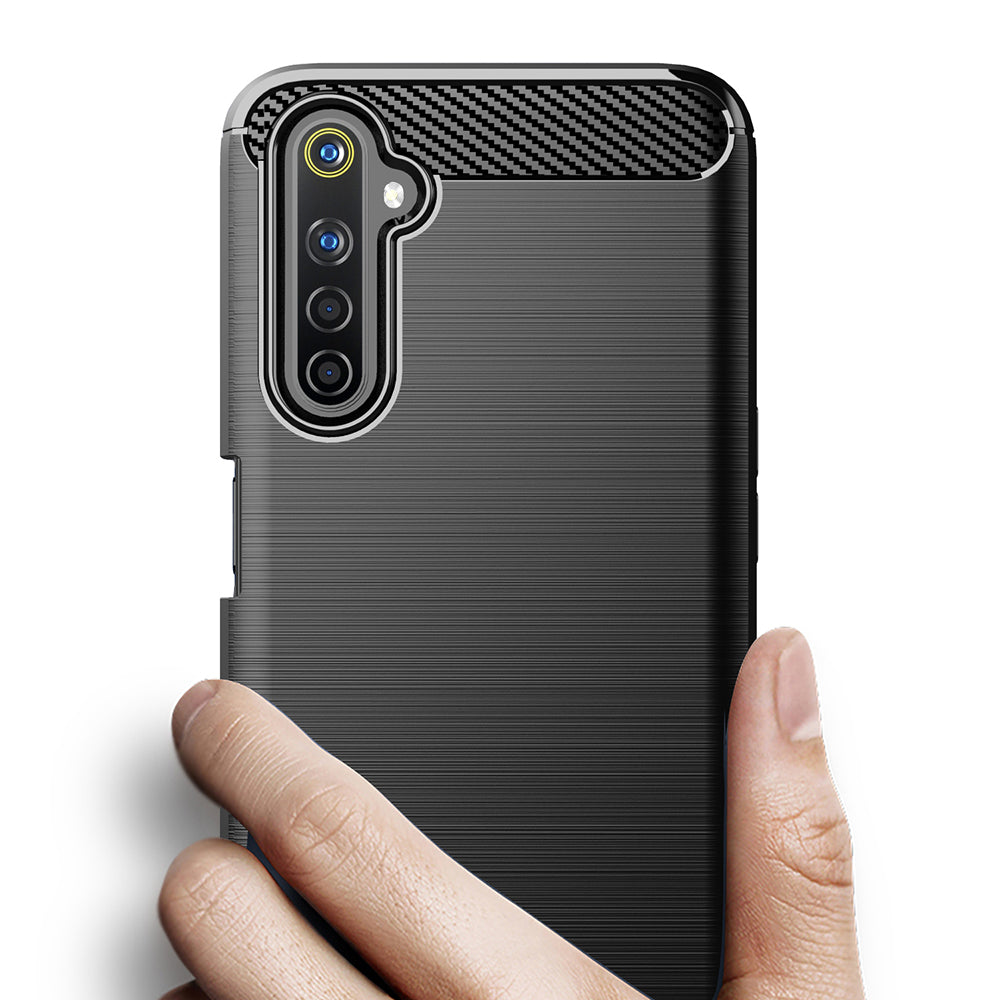 Custodia per Realme 6 Pro, Techsuit, Carbonio, Nera