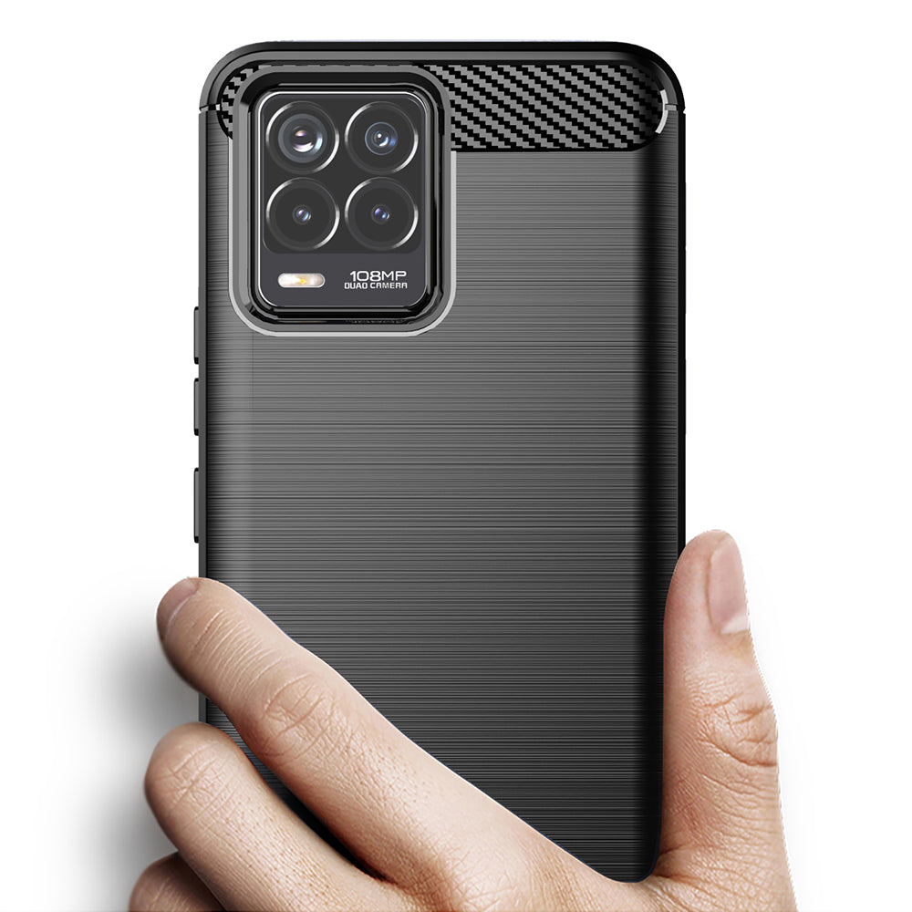 Custodia per Realme 8 Pro / 8, Techsuit, Carbonio, Nera