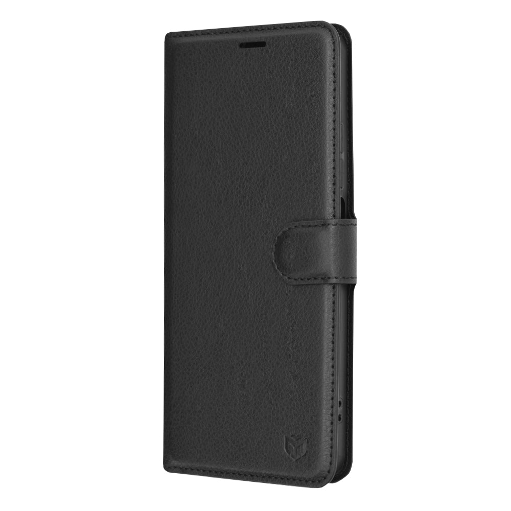Custodia per Realme C67 4G, Techsuit, Leather Folio, Nera