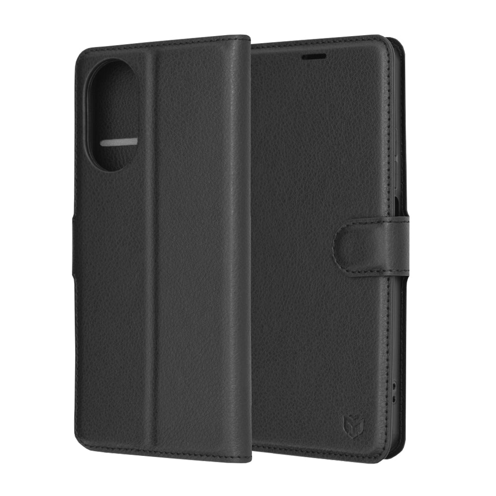 Custodia per Realme C67 4G, Techsuit, Leather Folio, Nera
