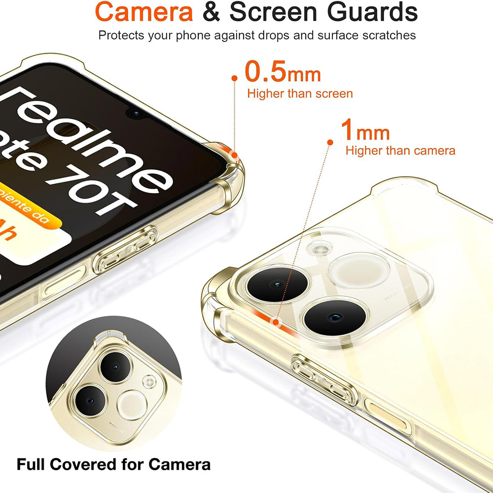 Custodia per Realme Note 70T, Techsuit, Shockproof Clear, Trasparente