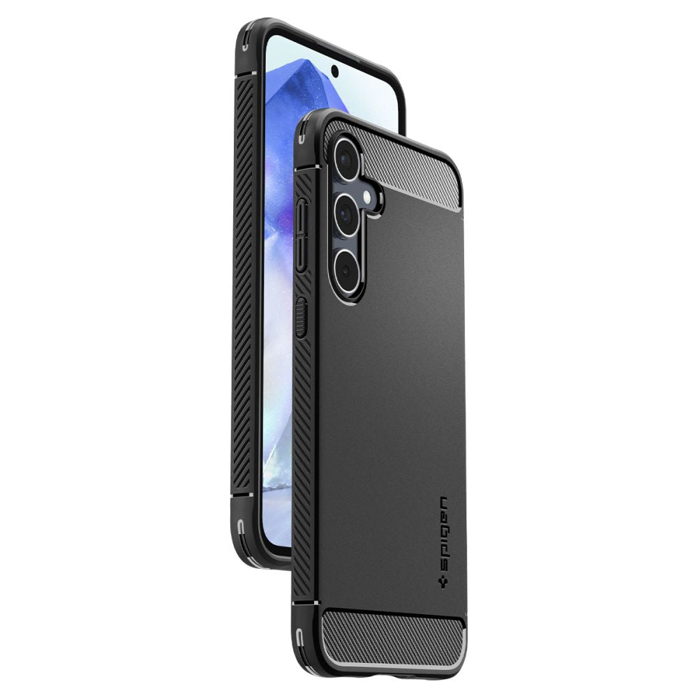 Custodia per Samsung Galaxy A55 5G A556, Spigen, Rugged Armour, Nero ACS07500