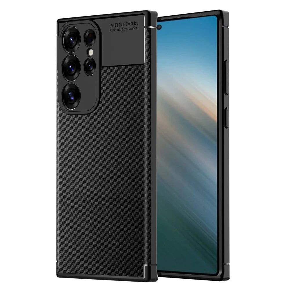Custodia per Samsung Galaxy S25 Ultra S938, Techsuit, CarbonFiber, Nera