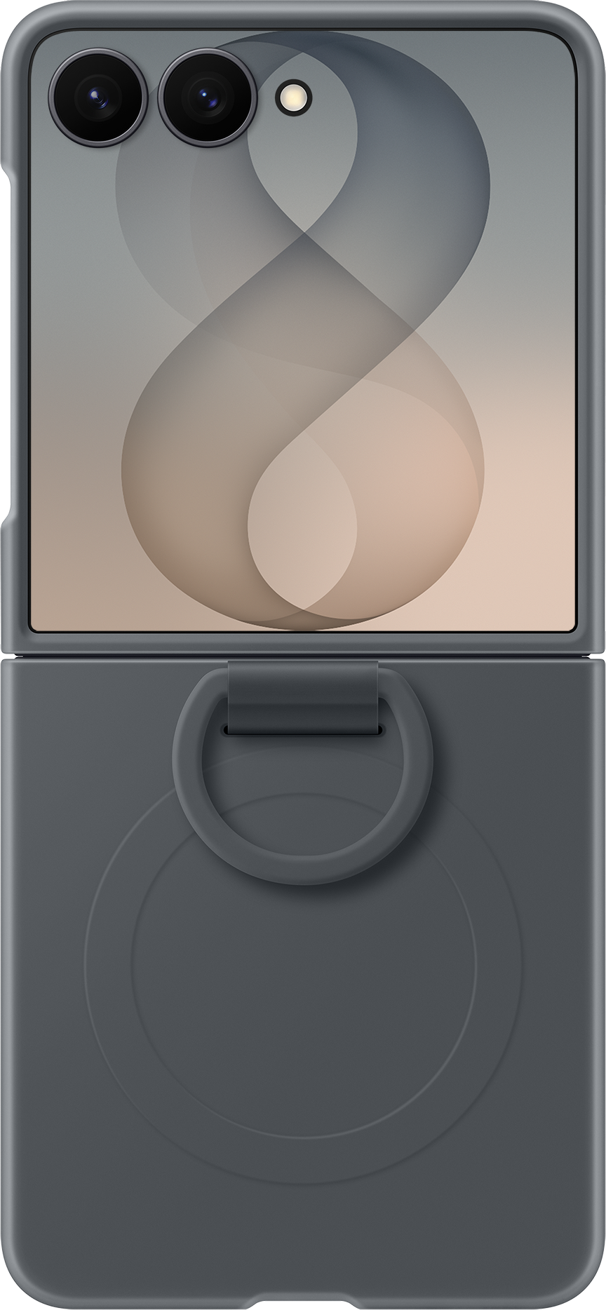 Custodia per Samsung Galaxy Z Flip8 F776, Silicone Ring Magnet, Nera EF-EF776CBEGWW