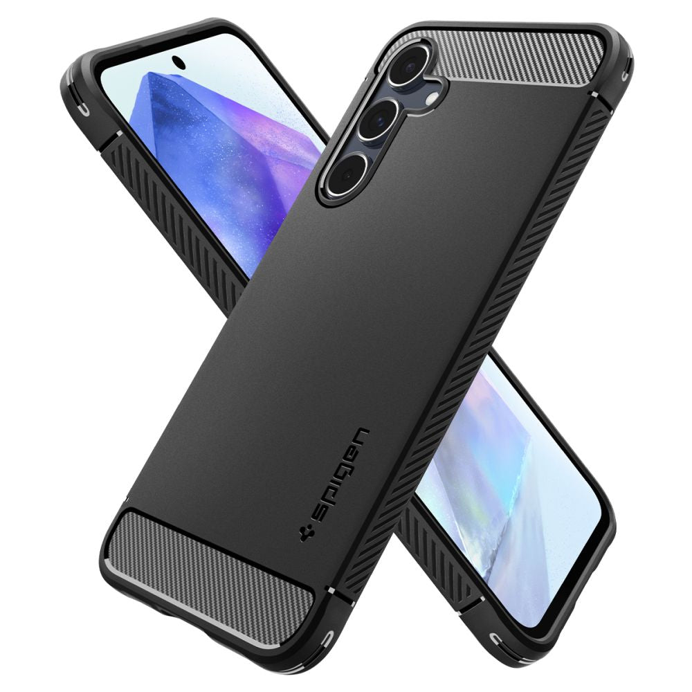 Custodia per Samsung Galaxy A55 5G A556, Spigen, Rugged Armour, Nero ACS07500
