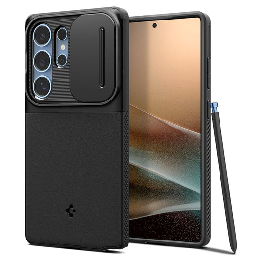 Custodia per Samsung Galaxy S25 Ultra S938, Spigen, OPTIK ARMOR, Nera ACS08969