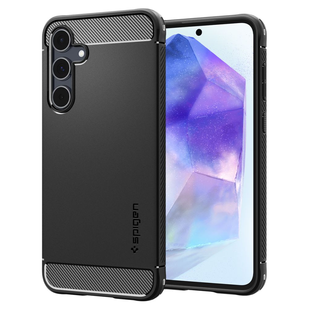 Custodia per Samsung Galaxy A55 5G A556, Spigen, Rugged Armour, Nero ACS07500