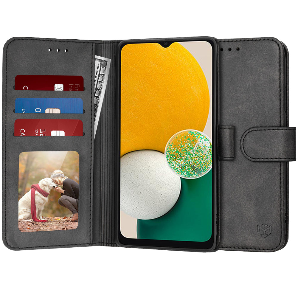 Custodia per Samsung Galaxy A04s A047 / A13 5G A136, Techsuit, Diary Book, Nera
