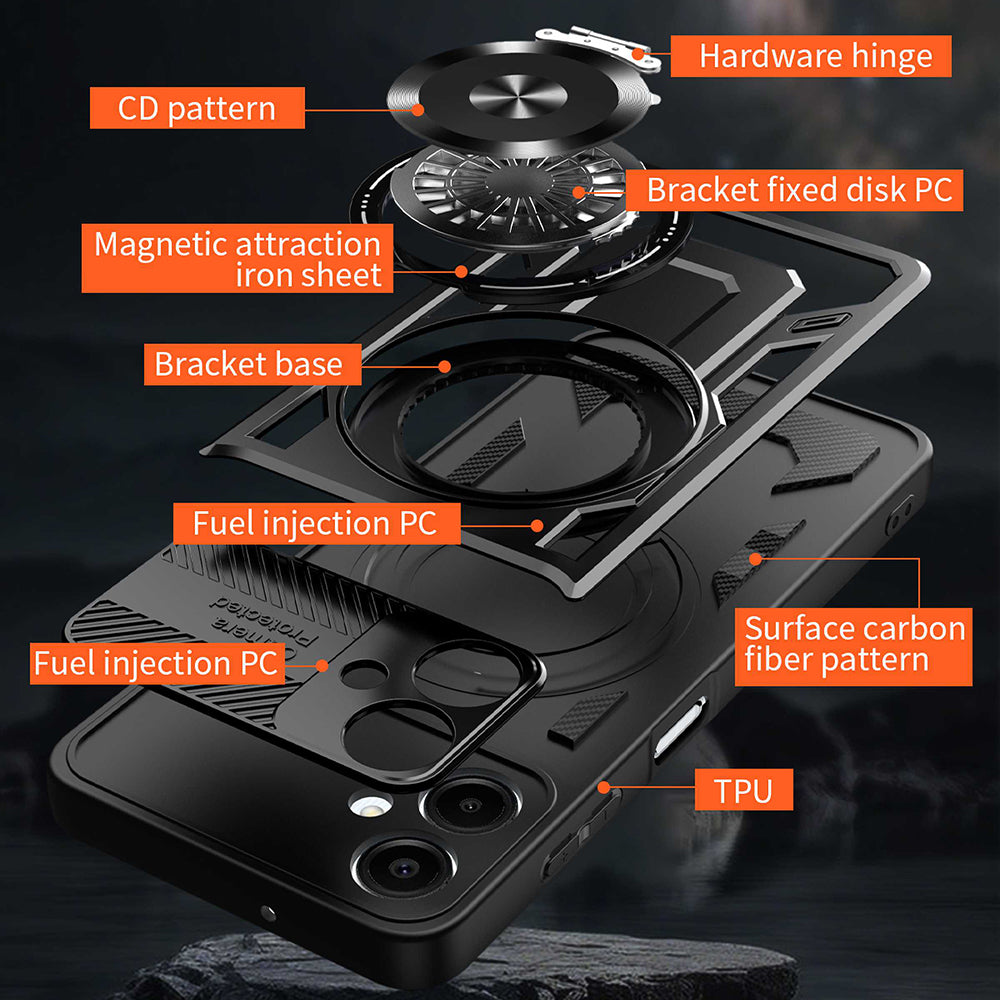 Custodia per Samsung Galaxy A07 4G A075, Techsuit, RuggedCam, Nera