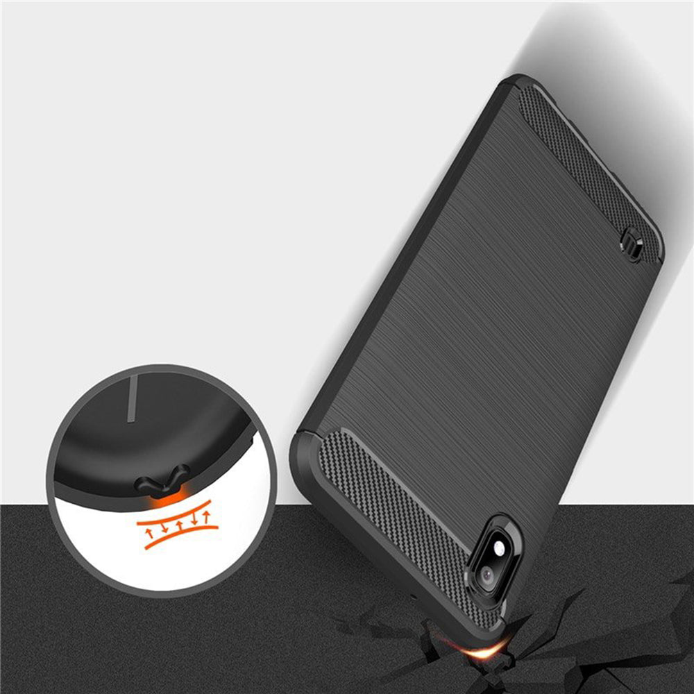Custodia per Samsung Galaxy A10 A105 / M10 M105, Techsuit, Carbonio, Nera