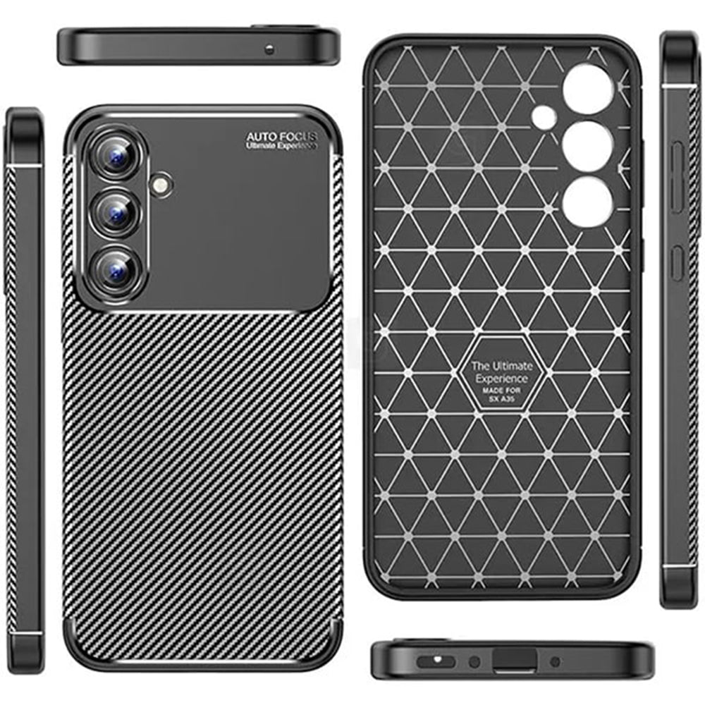 Custodia per Samsung Galaxy A16 5G A166 / A16 4G A165, Techsuit, CarbonFiber, Nera