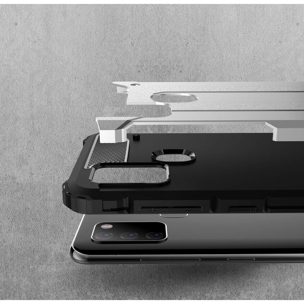 Custodia per Samsung Galaxy A21s A217, Techsuit, Hybrid Armor, Nera