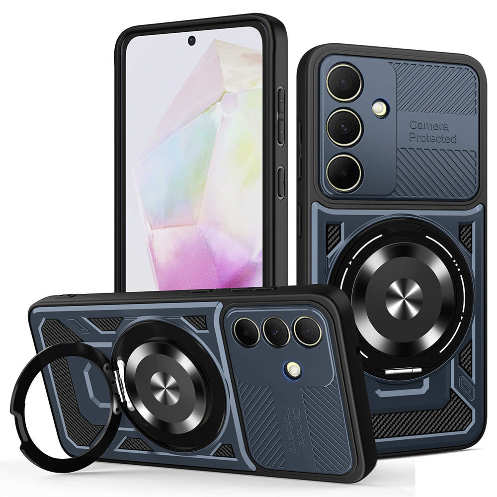 Custodia per Samsung Galaxy A35 5G A356, Techsuit, RuggedCam, Blu