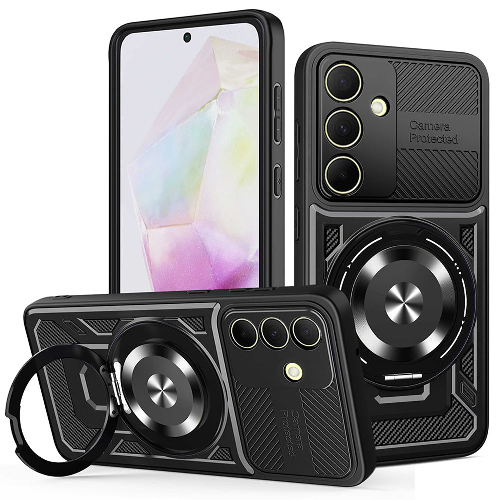 Custodia per Samsung Galaxy A35 5G A356, Techsuit, RuggedCam, Nera
