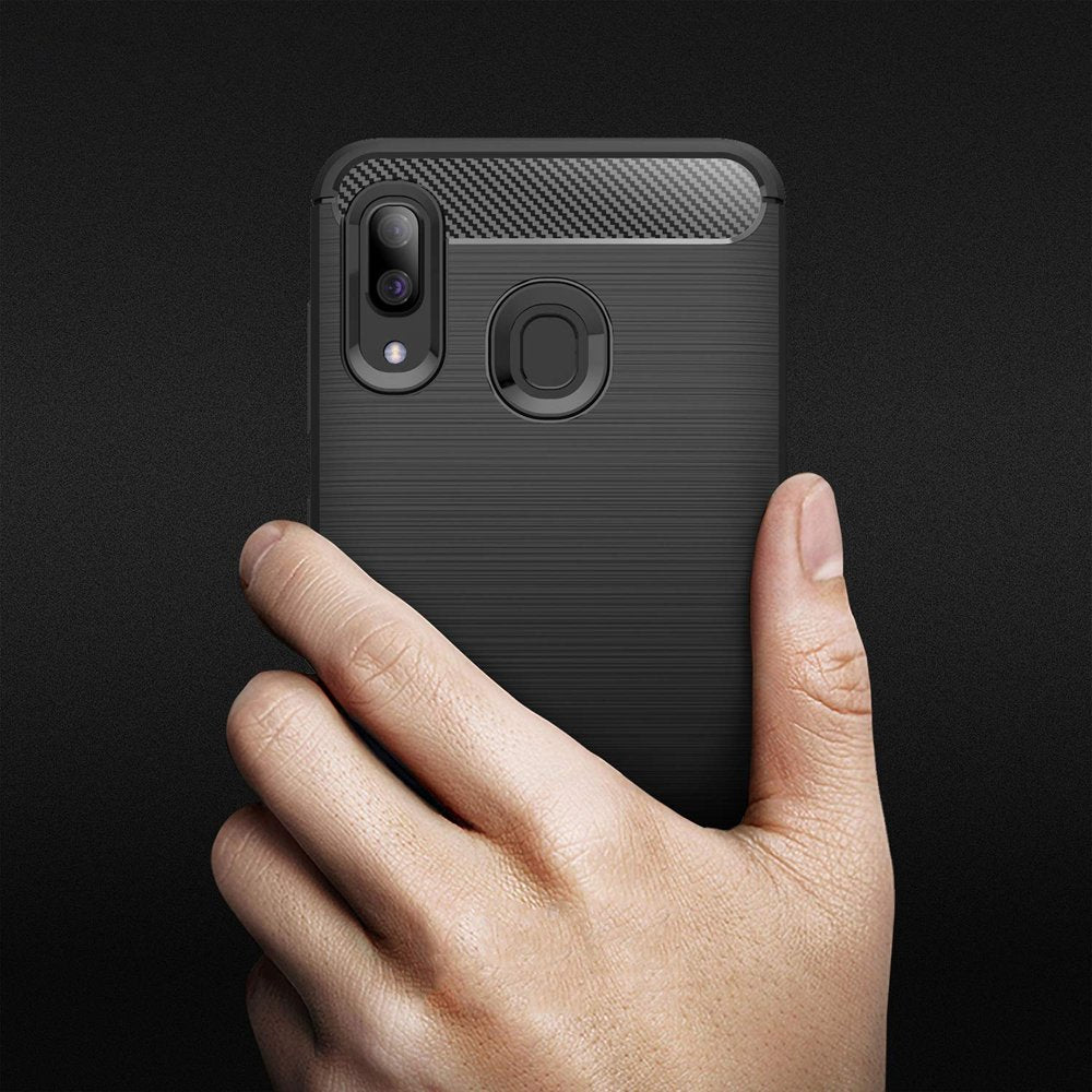 Custodia per Samsung Galaxy A40 A405, Techsuit, Carbonio, Nera