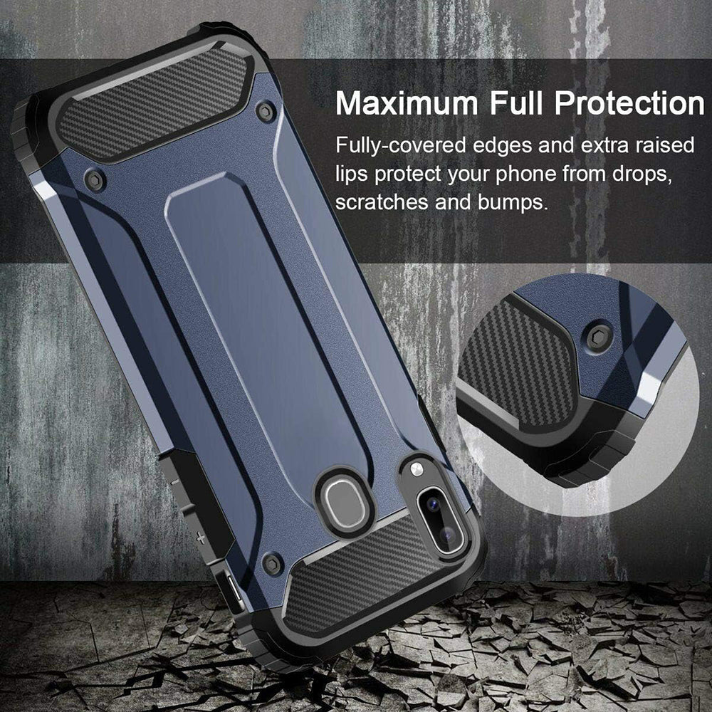 Custodia per Samsung Galaxy A40 A405, Techsuit, Hybrid Armor, Nera