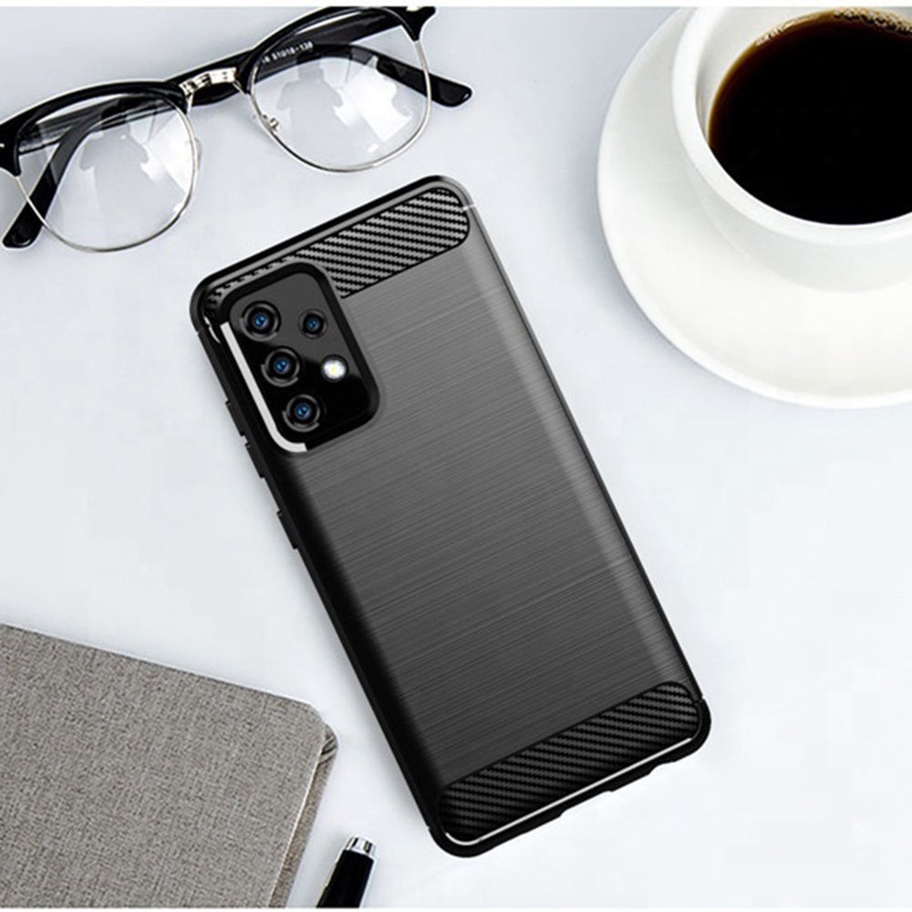 Custodia per Samsung Galaxy A52s 5G A528 / A52 5G A526 / A52 A525, Techsuit, Carbonio, Nera