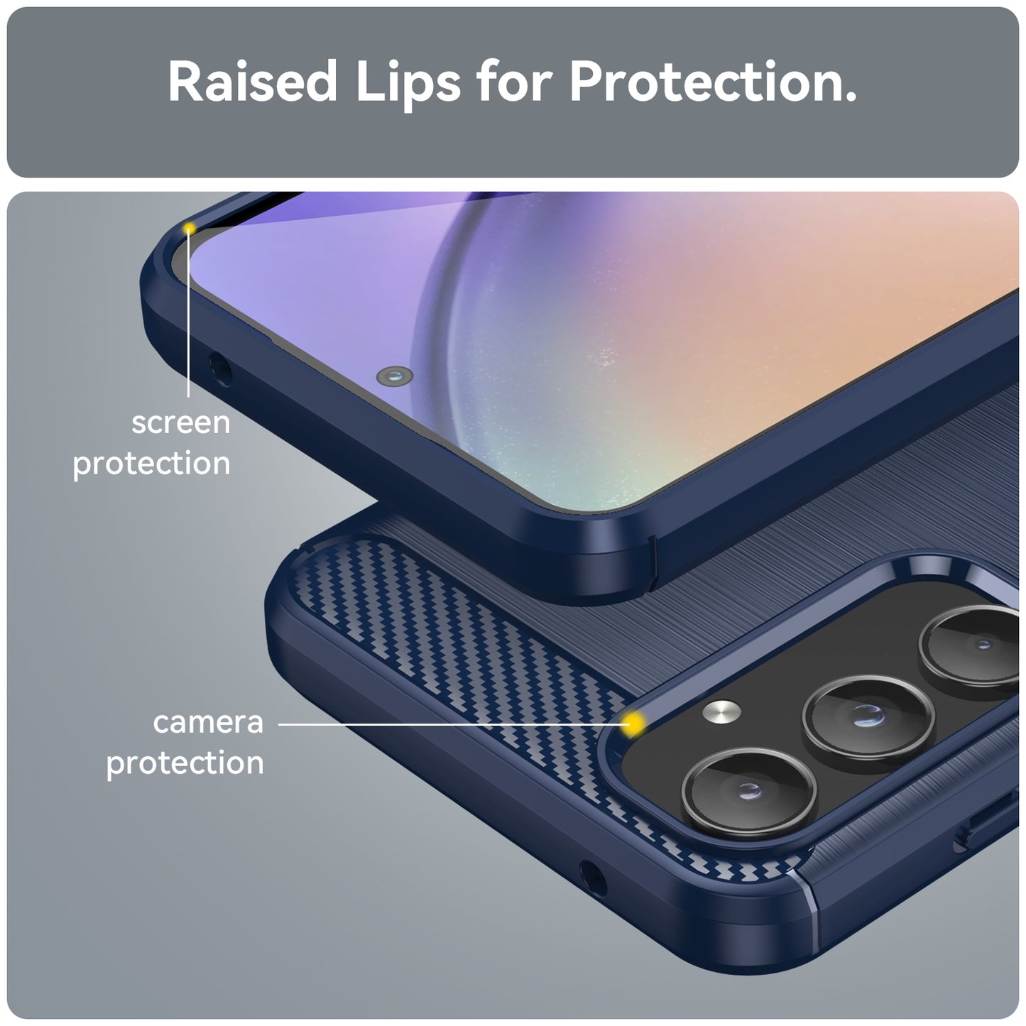 Custodia per Samsung Galaxy A55 5G A556, Techsuit, Carbonio, Blu