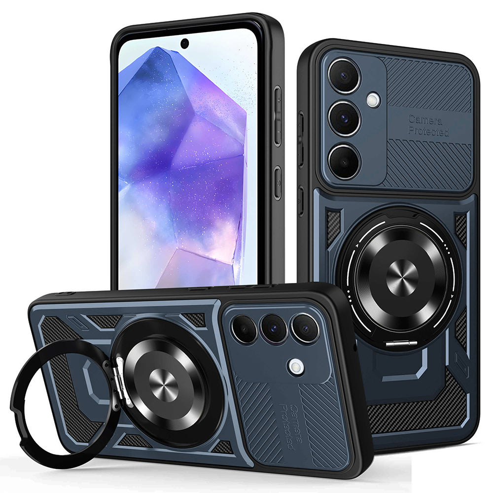 Custodia per Samsung Galaxy A55 5G A556, Techsuit, RuggedCam, Blu