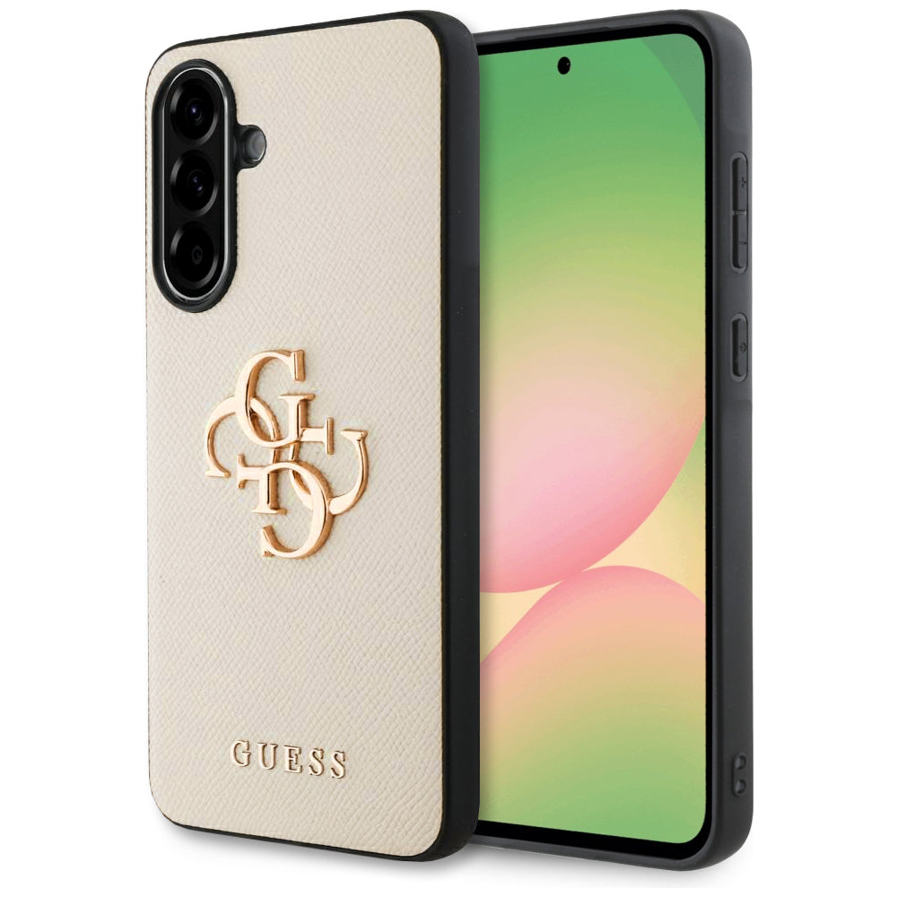 Custodia per Samsung Galaxy A56 A566, Guess, 4G Grained Big and Classic Logo, Beige