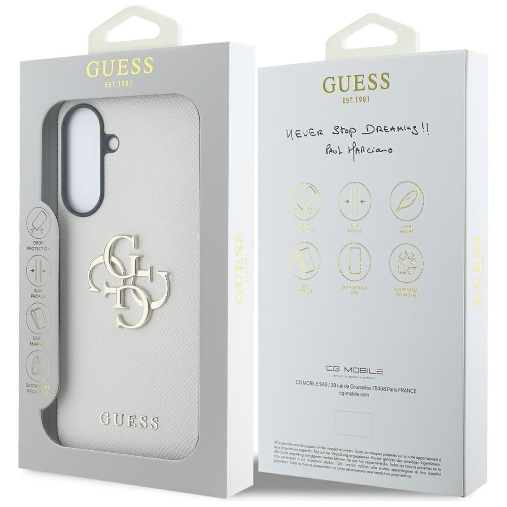 Custodia per Samsung Galaxy A56 A566, Guess, 4G Grained Big and Classic Logo, Beige