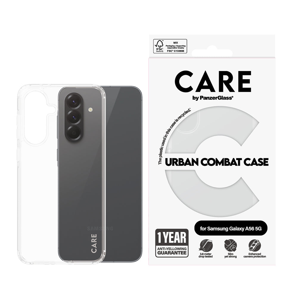Custodia per Samsung Galaxy A56 A566, PanzerGlass, Care Urban Combat, Trasparente