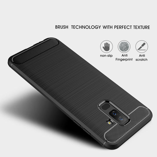 Custodia per Samsung Galaxy A6 Plus (2018) A605, Techsuit, Carbonio, Nera