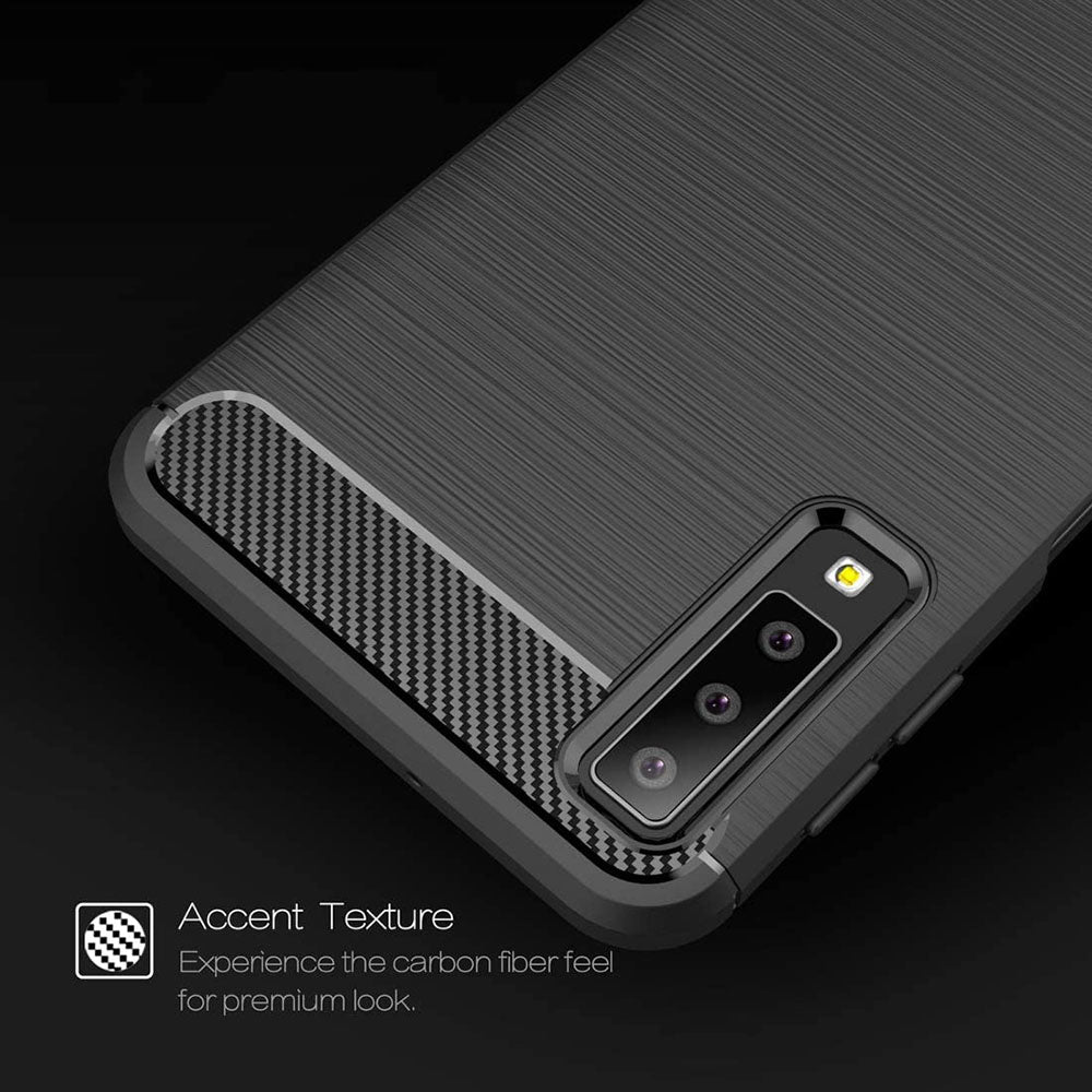 Custodia per Samsung Galaxy A7 (2018) A750, Techsuit, Carbonio, Nera