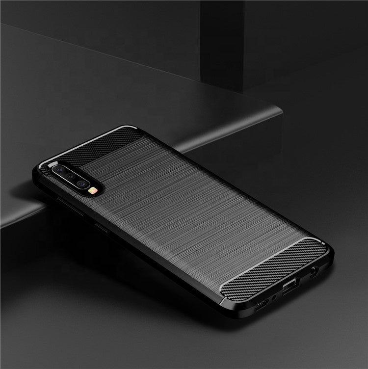 Custodia per Samsung Galaxy A70s A707 / A70 A705, Techsuit, Carbonio, Nera