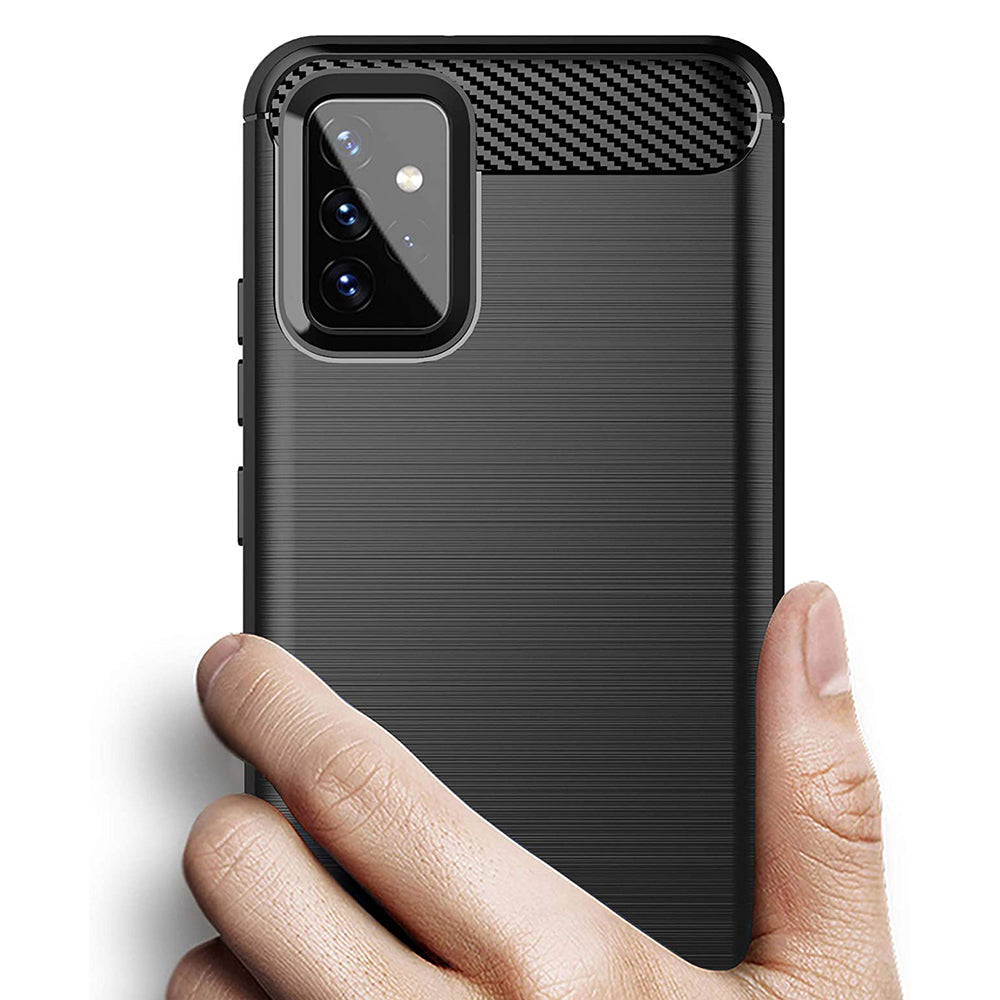 Custodia per Samsung Galaxy A72 A725 / A72 5G A726, Techsuit, Carbonio, Nera