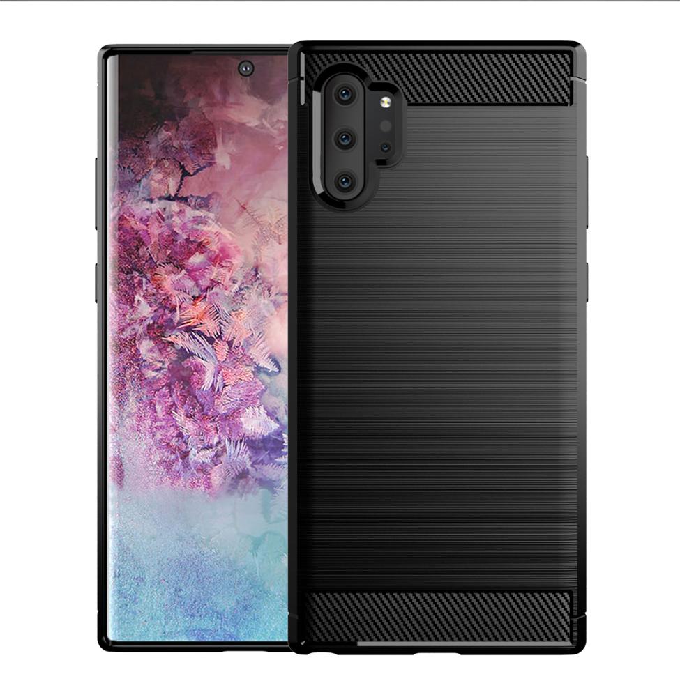 Custodia per Samsung Galaxy Note 10+ 5G N976 / Note 10+ N975, Techsuit, Carbonio, Nera